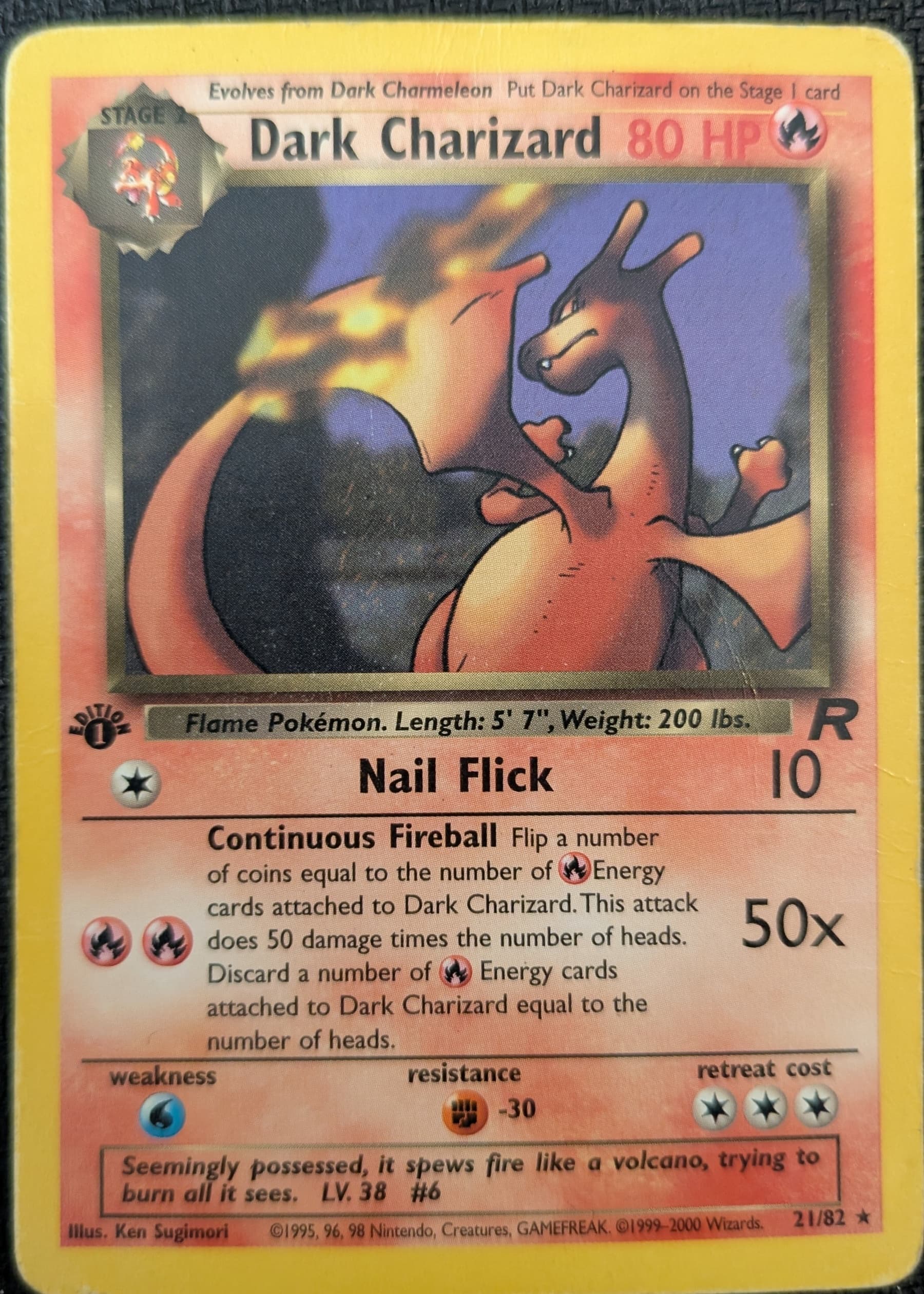 Dark Charizard graded EX 5 in the TCGrader card grading app