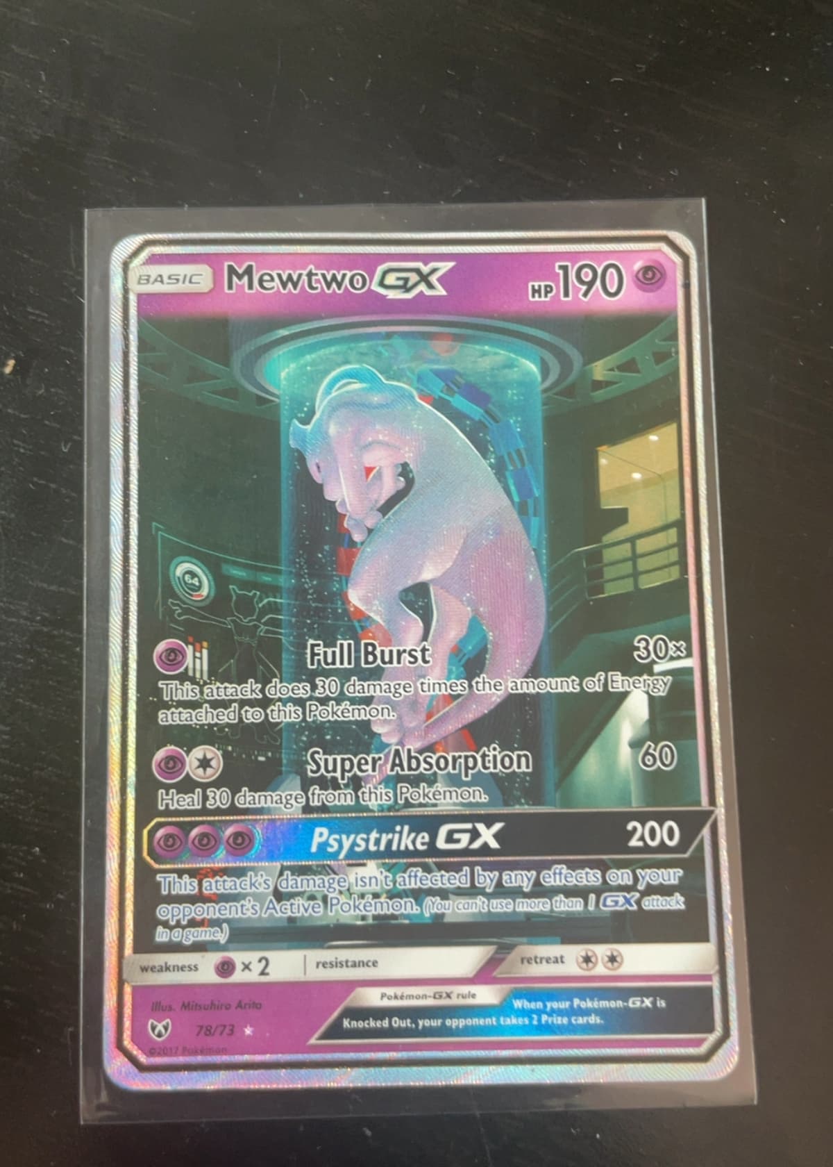 pokemon shining legends mewtwo collectible cards 2017 S & M 78/73 Gx Secret Psychic / 190 / Basic Attack 1 Mewtwo GX 72/73 Shining Legends
